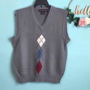 Vintage Mark Richards Grey V-neck Argyle Sweater Vest